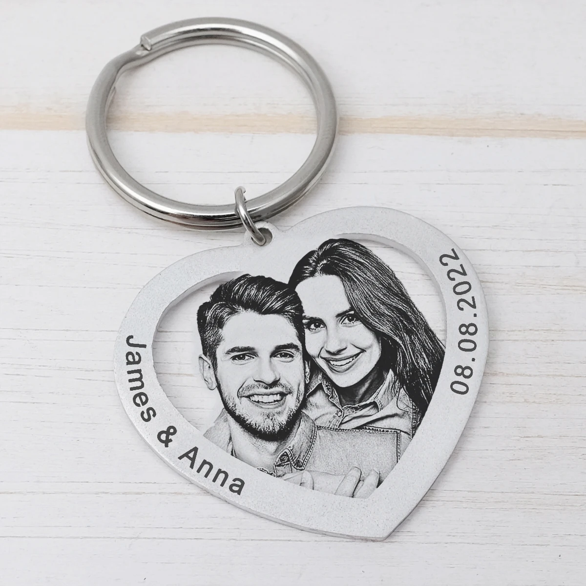 

Personalized Photo Keychain Custom Name Keychain Heart Keychain Couples Keychain Picture Keyring Mom Dad Gift Best Friend Gift