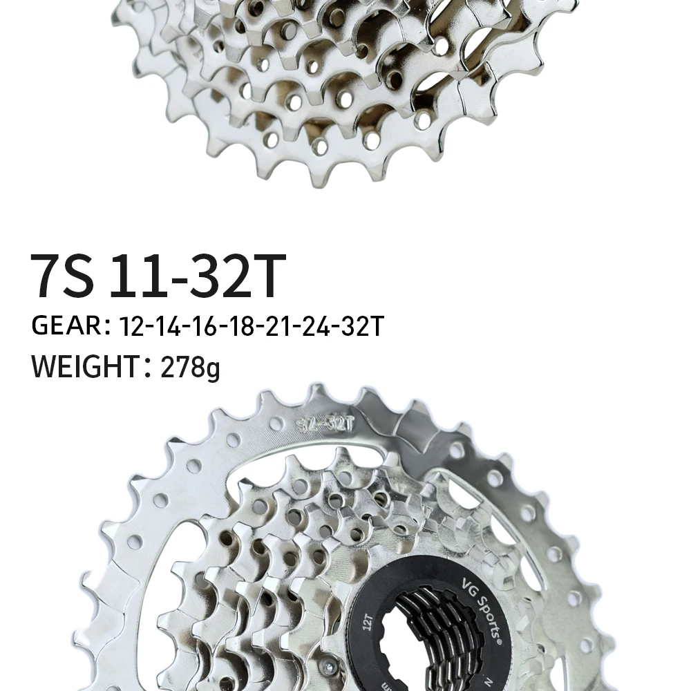 1pc VG Sport 7 Geschwindigkeit Rennrad Kassette 12-28T/32T Silber Farbe Fahrrad Freilauf Kettenrad Zahnräder 7s Fahrrad Zubehör Fahrrad Teile – Detail 11