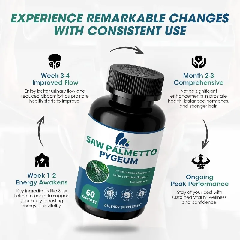 Saw Palmetto 500mg Pumpkin Seed Oil Prostate, Urology, And Hair Supplement Herbal Mixture Formula Capsules