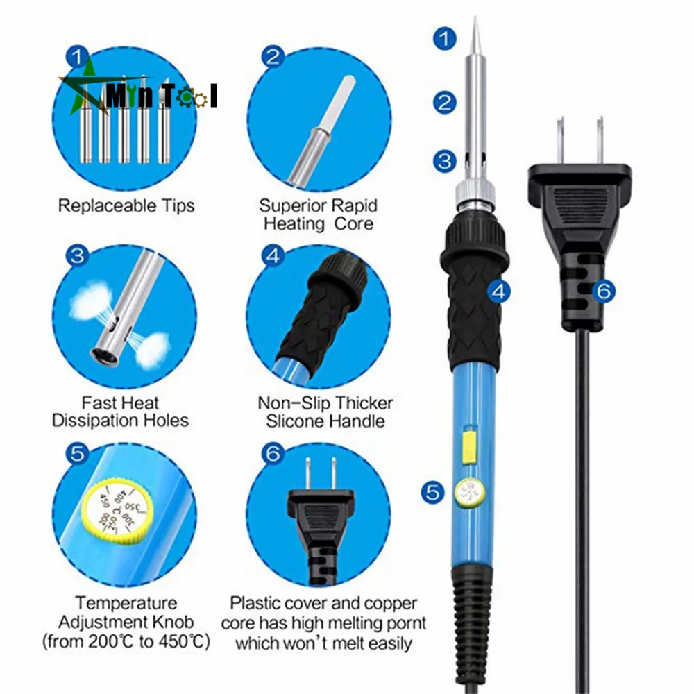 Soldering Iron Household Adjustable Temperature Soldering Pen Soldering Gun Repair Soldering Tool Soldering Iron Head Hand Tool