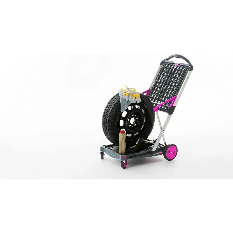 CLAX®Carrito plegable multifuncional, carrito de la compra con caja de almacenamiento, color rosa, Original, fabricado en Alemania