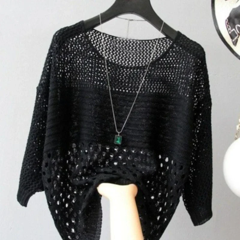 Spring and summer new ice silk knitted vest top hollow thin bottoming suspender street women's white shirt image 6