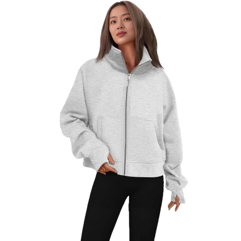 Women's Autumn Spring Top Coat Sweatshirt Zipper Stand-up Collar Simple Comfortable Loose Casual Design Niche Versatile Skinny