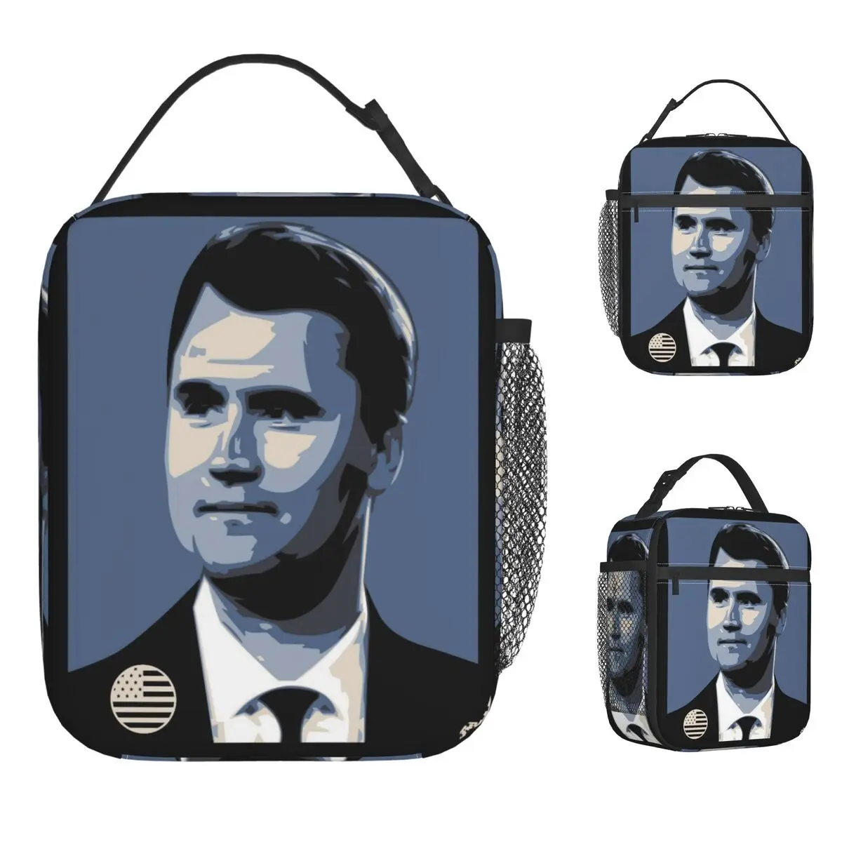 Charlie Kirk Patriot Print Lunch Bag Aesthetic Lunch Box For School Portable Insulated Cooler Bag Waterproof Tote Food Bags