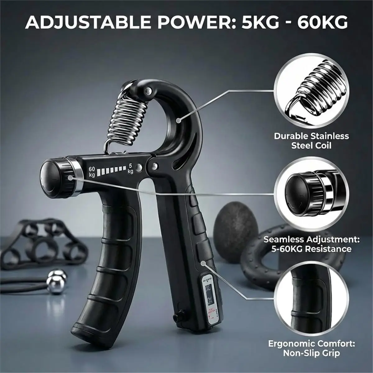 PROMOTION~ Hand Grip Strengthener Workout Kit, Adjustable Forearm Grips, 5-in-1 Resistance Training Set for Athletes & Home Gym