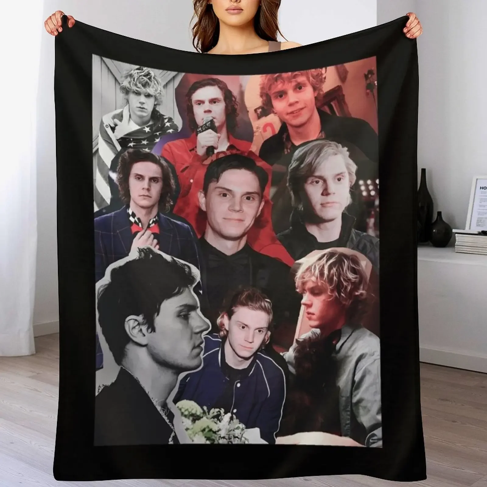 Evan Collage Throw Blanket Soft Plush Blanket as Housewarming Gift