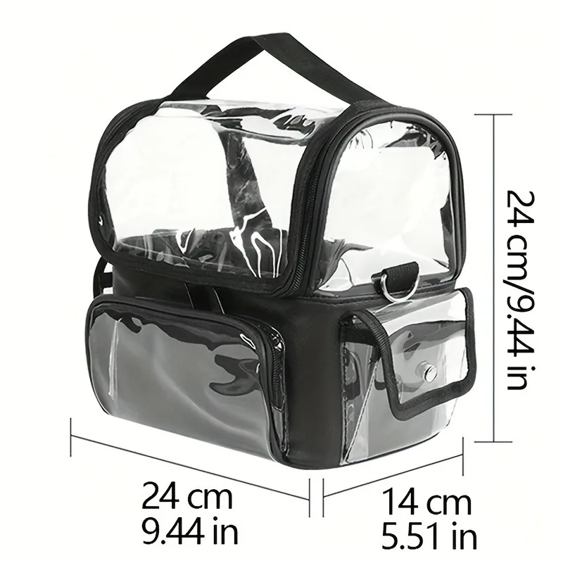 Makeup Brush Holder Backpack Makeup Artist Travel Case Clear Waterproof Cosmetic Organizer Bag With Adjustable Strap And Divider