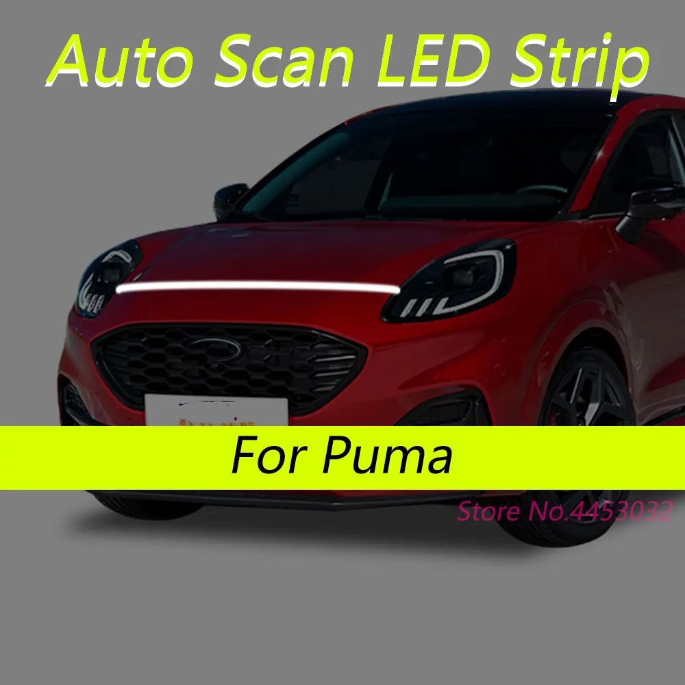 DRL Auto Scan Starting LED Strips For Ford Puma 2019-2025 Car Hood Light Flexible Headlights Welcome Light 59 Inch