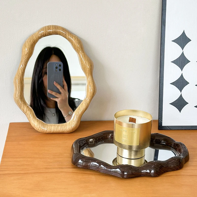 Creative Irregular Standing Mirror Desktop Makeup Mirror Ornamental Makeup Mirror Room Decoration Cosmetics Home Decoration