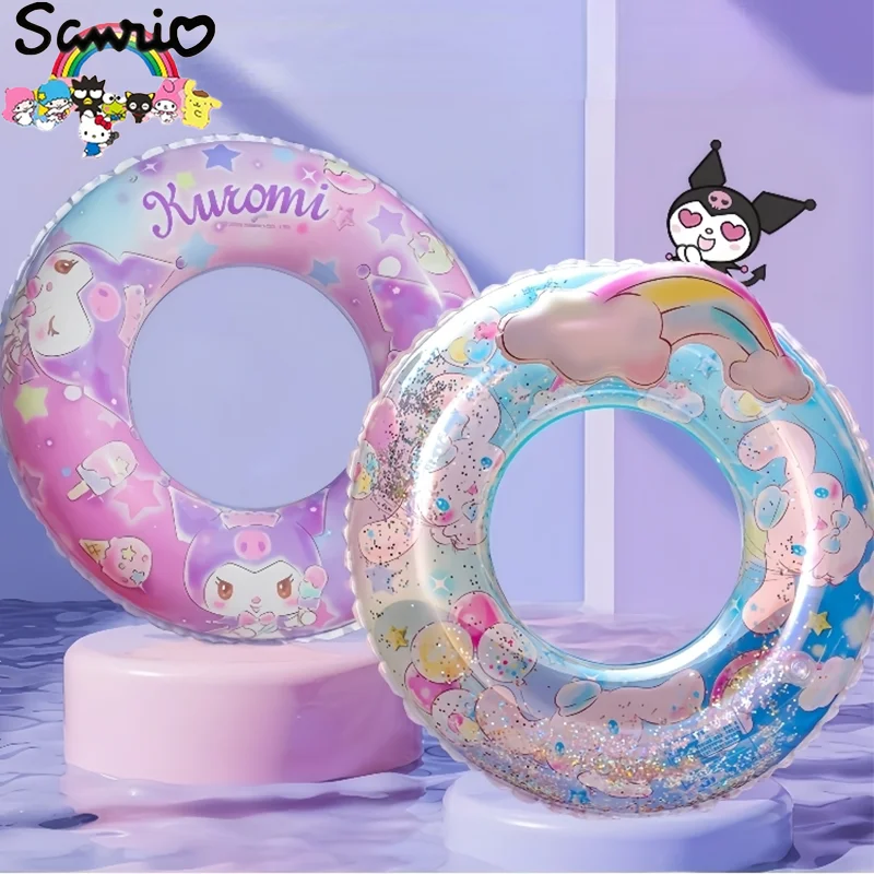 Sanrio Kawaii Kuromi Swimming Ring Cartoon Cute Anti-rollover Kids Armpit Life Buoy Ins Underarm Seat Swimming Ring Kids Gift