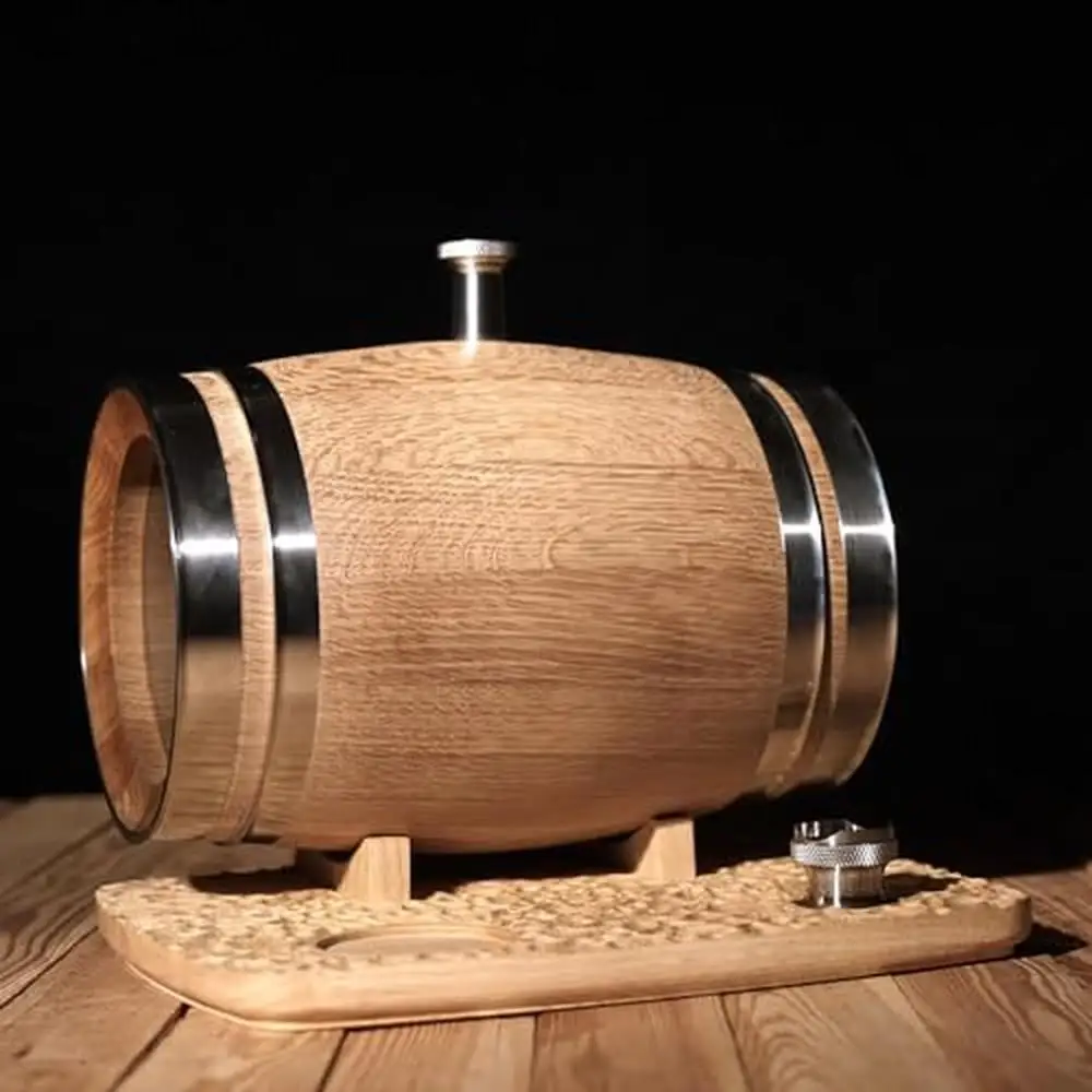 3L American Oak Barrel Aging Barrel with Stand and Funnel Perfect Whisky Cocktails Wine Dispenser Coffee Personalized Versions