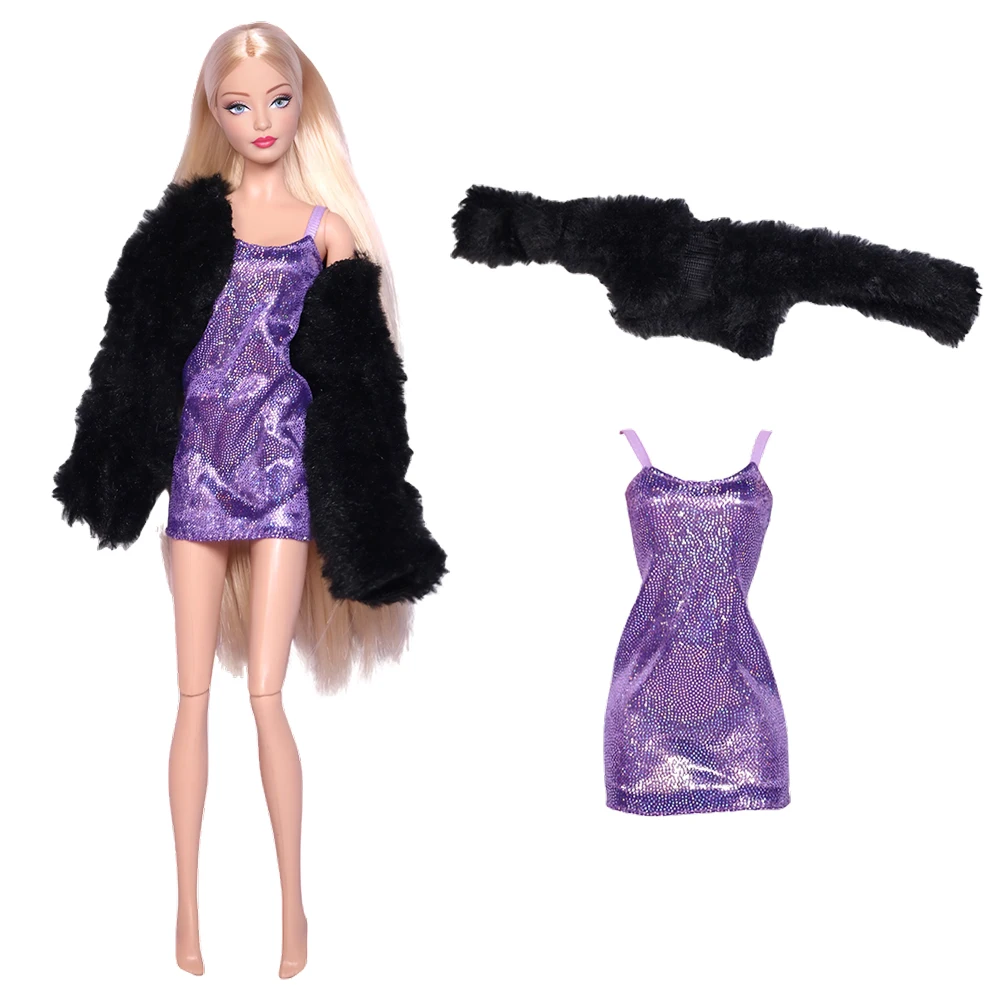 

NK 1 Set Doll Clothes Sparkling purple Dress 1/6 Doll Clothes 30cm Dolls Full Dress For 30 cm Doll Clothing Dolls Accessories