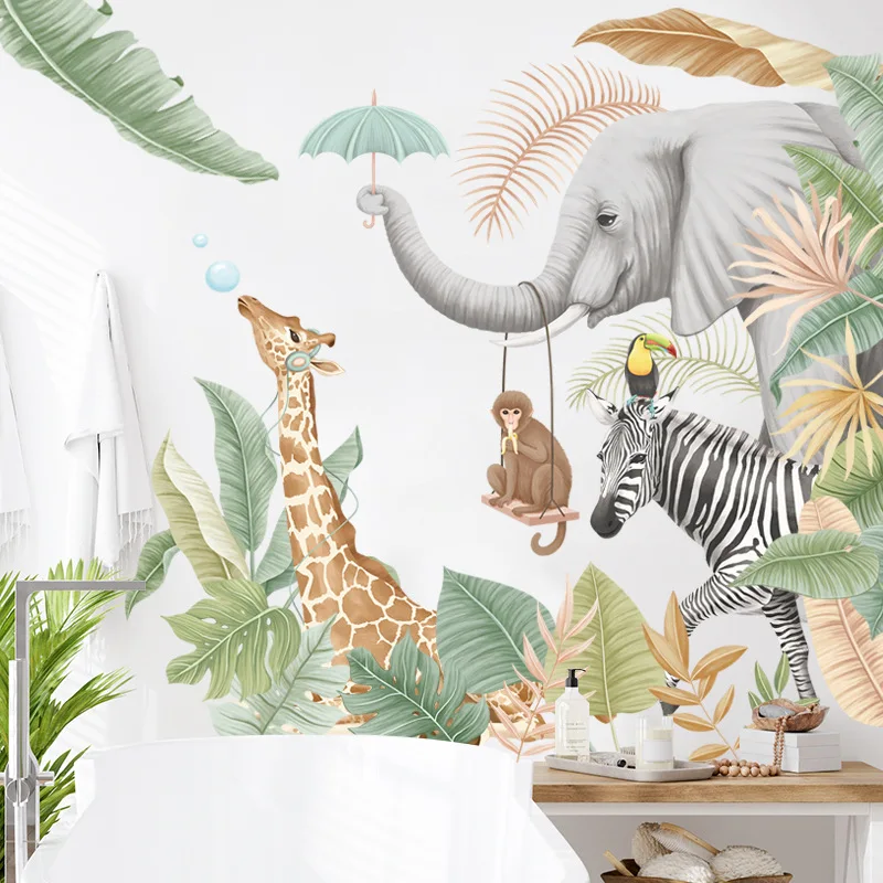 Large Tropical animals Wall stickers for Kids room Living room Bedroom Wall Decor Room Decor PVC Wall Decals for Home Decoration