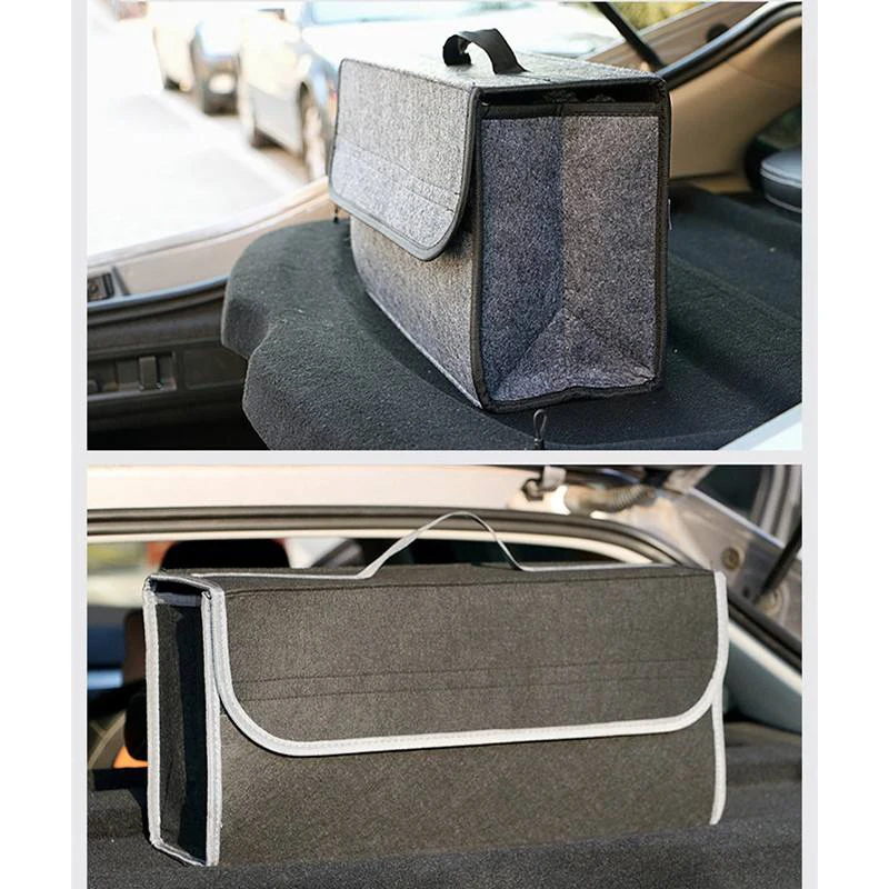 New Car Trunk Organizer Car Collapsible Soft Felt Storage Box Cargo Container Box Trunk Bag Stowing Tidying Holder Multi-Pocket