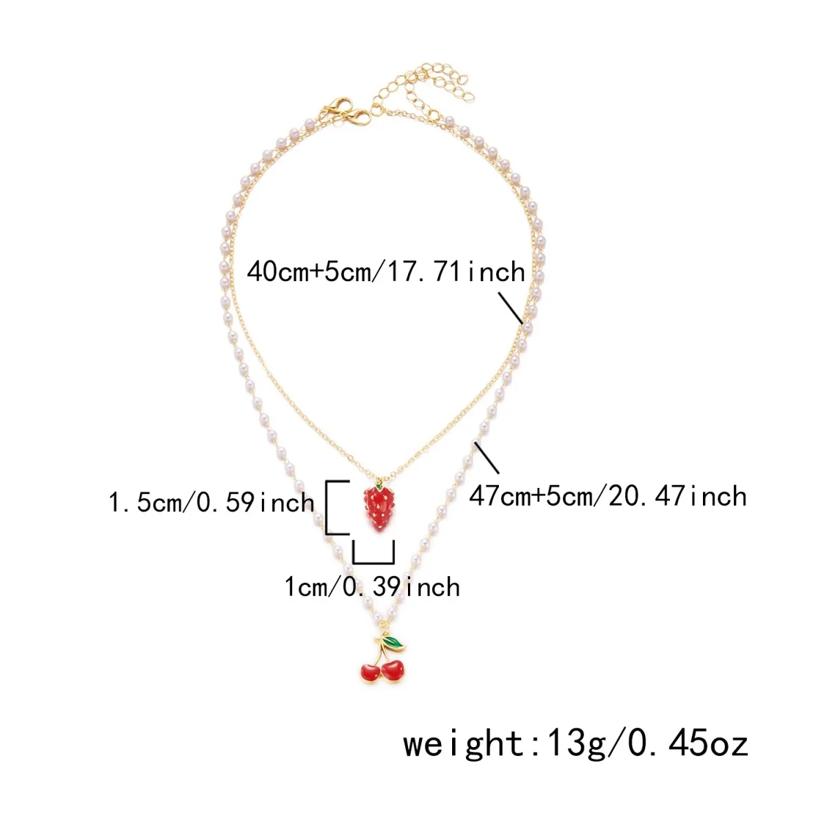 Rote Kirsche Erdbeer-Simulationsperlen-Halskette für Damen und Herren, mehrschichtig, Keramikblume, Schleife, Herz, Baum, Choker, Hochzeitsschmuck – Detail 32