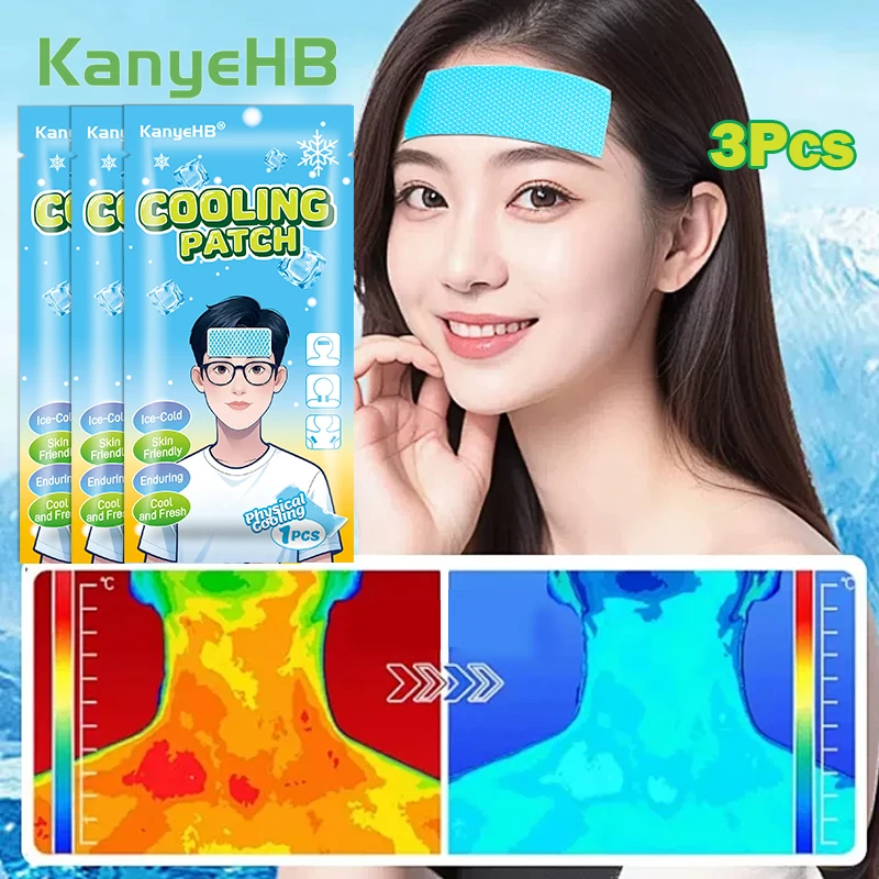 3Pcs Fever Down Cooling Patches Low Temperature Ice Gel Pads Relieve Summer Heatstroke Headache Care Medical Plaster A2626