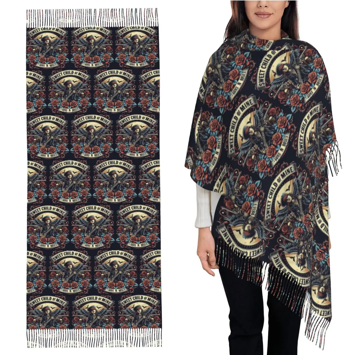 

Шарф Sweet Child Of Mine, шарфы с кисточками для женщин, мягкие теплые шали и накидки, длинная осенне-зимняя шаль
