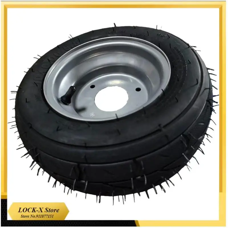 

Complete set10x6.00-5.5 vacuum tires with 3 mounting holes, iron white steel rim hub assembly