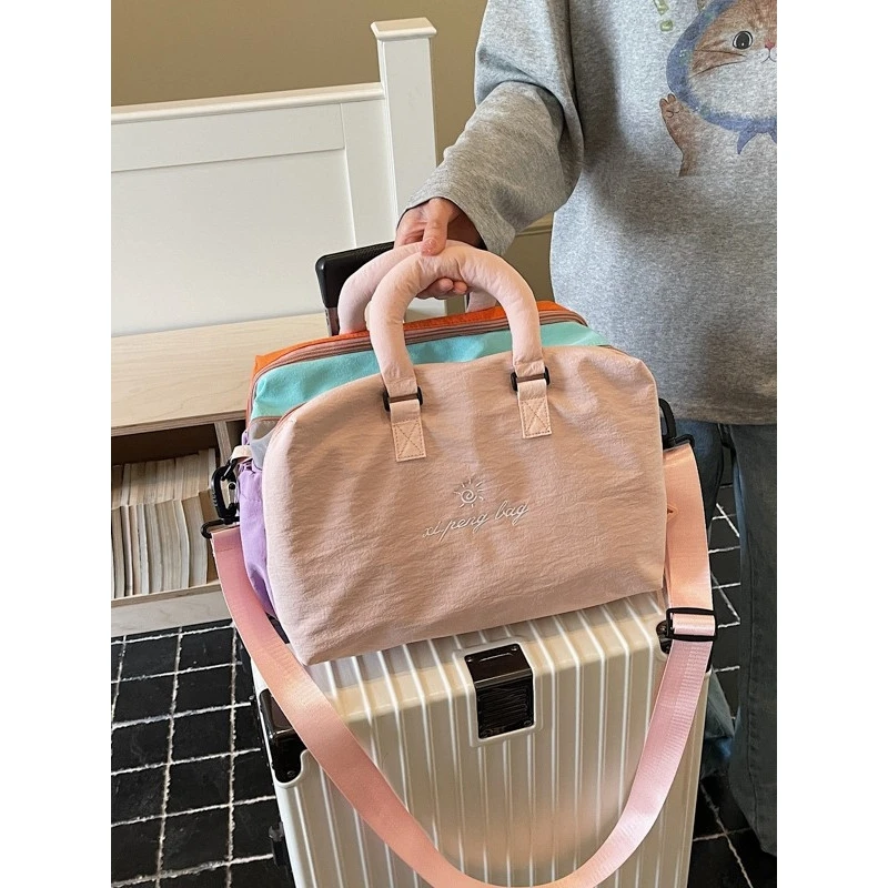 fashionable-large-capacity-travel-bag-women's-handheld-luggage-bag-short-trip-business-trip-fitness-bag-with-sleeve-handle