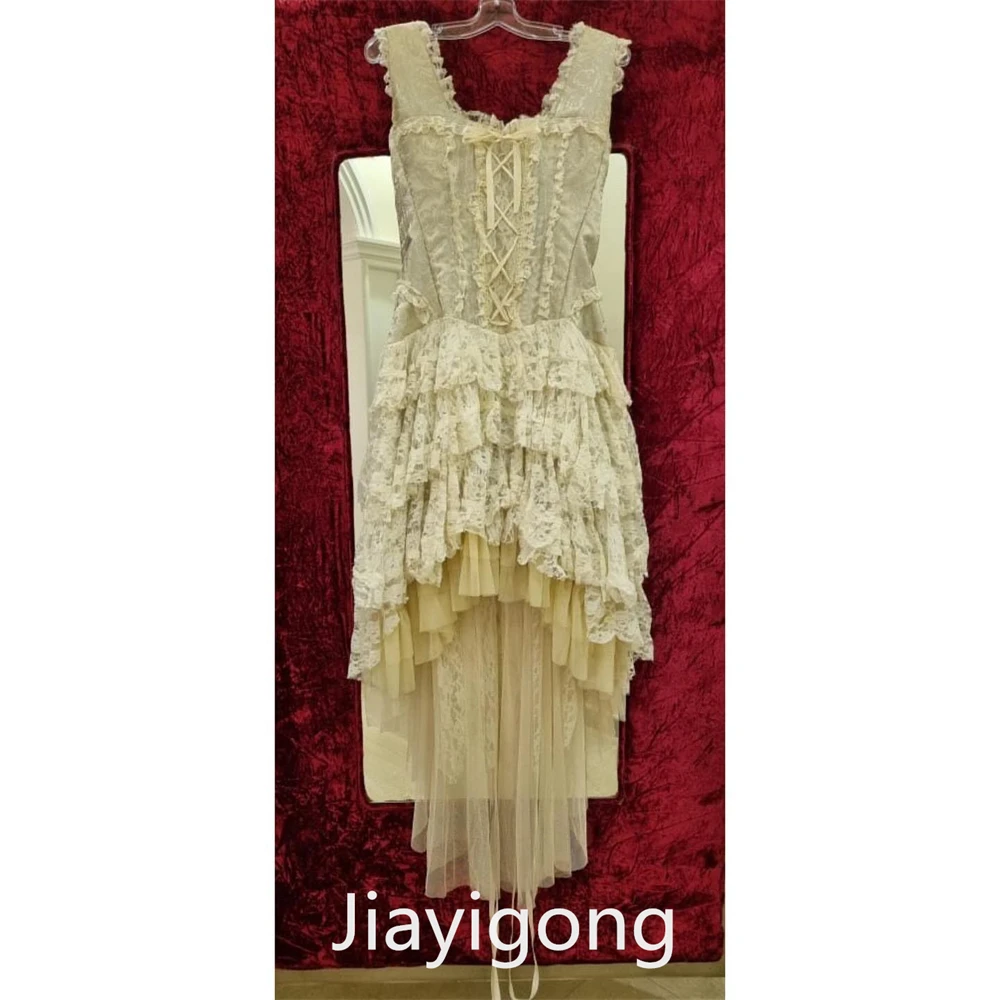 Jiayigong Fashion Simple Spaghetti A-line Evening Dresses Fold Layered Organza Custom Saudi Arabia es