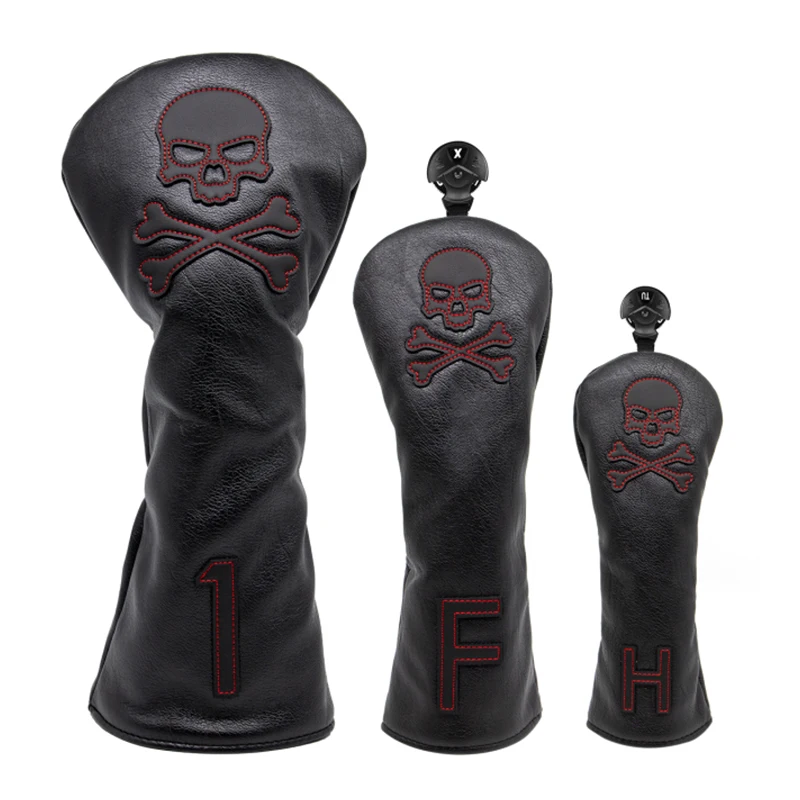 Golf Head Covers Set Skull Golf Club Covers for Driver Fairway Wood Hybrid Golf Headcovers Fit All Brand Golf Clubs