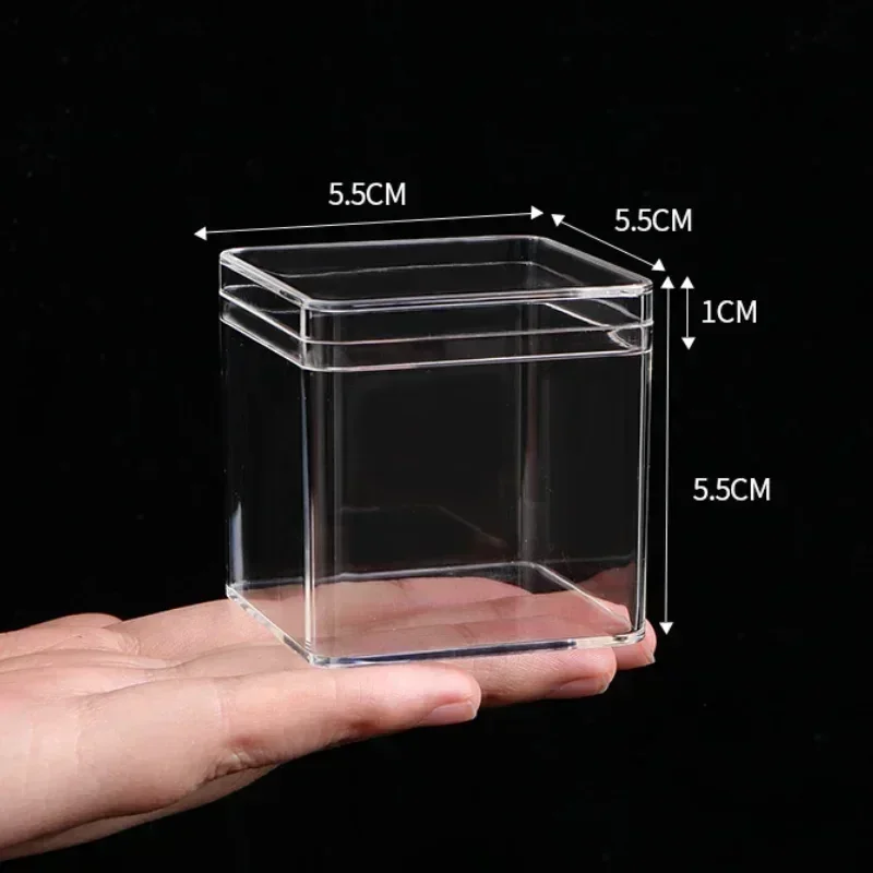 1-12pcs Acrylic Boxes Transparent with Cover Square Packing Box Protection Showcase Dustproof Food Candy Storage Container