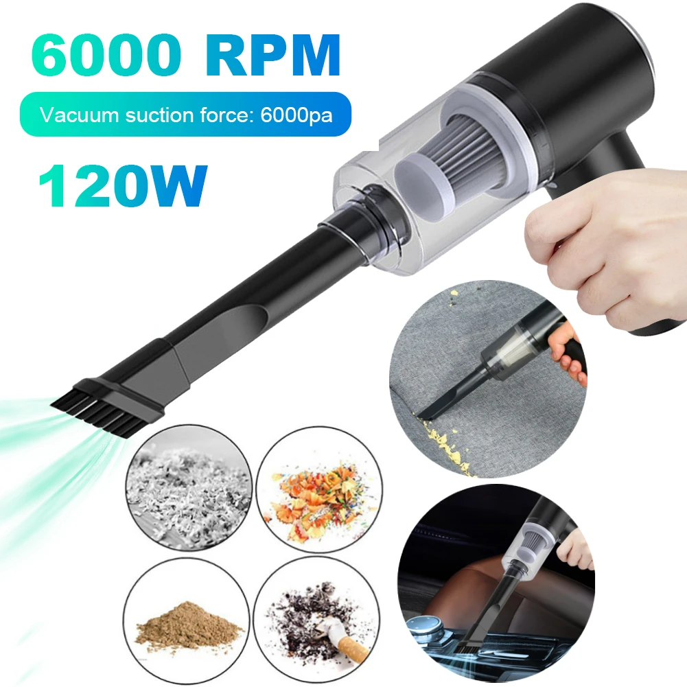 6000Pa Cordless Handheld Vacuum Cleaner 120W High Power Vacuum Cleaner Fully Automatic Power Cleaning Appliance for Home and Car