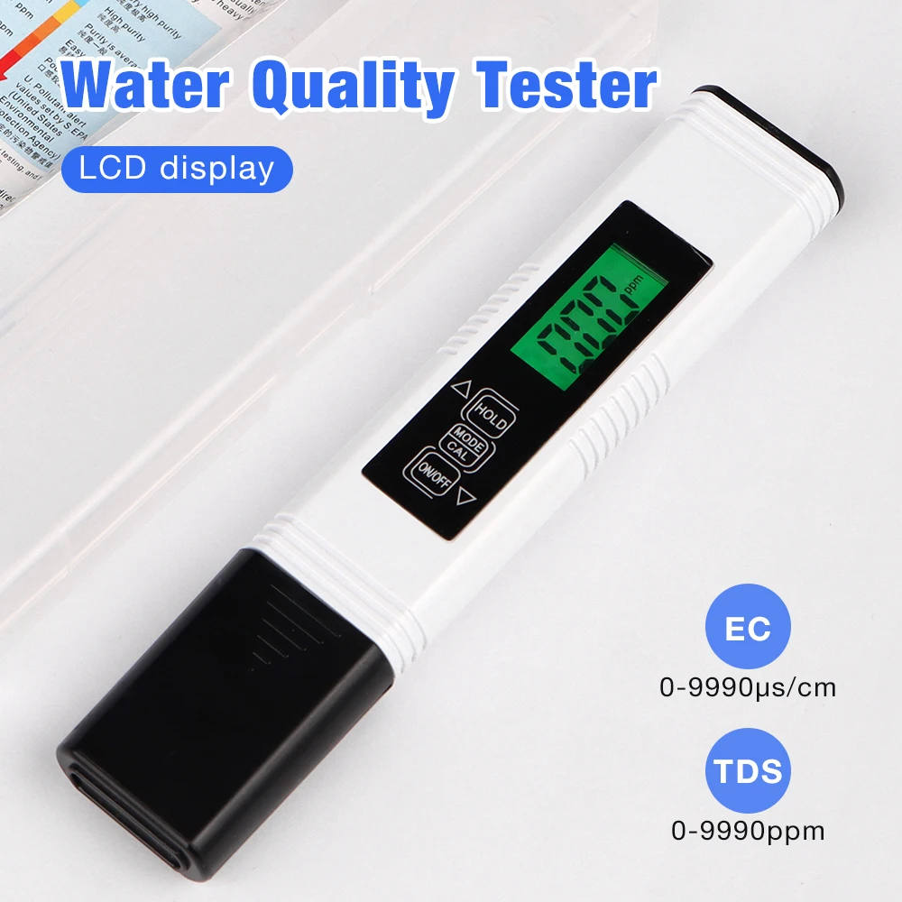 Portable TDS EC Meter 4 in 1 Water Tester with ℃ ℉ Display ATC Water Quality Monitor Pocket Test Pen for Pool Water Aquarium