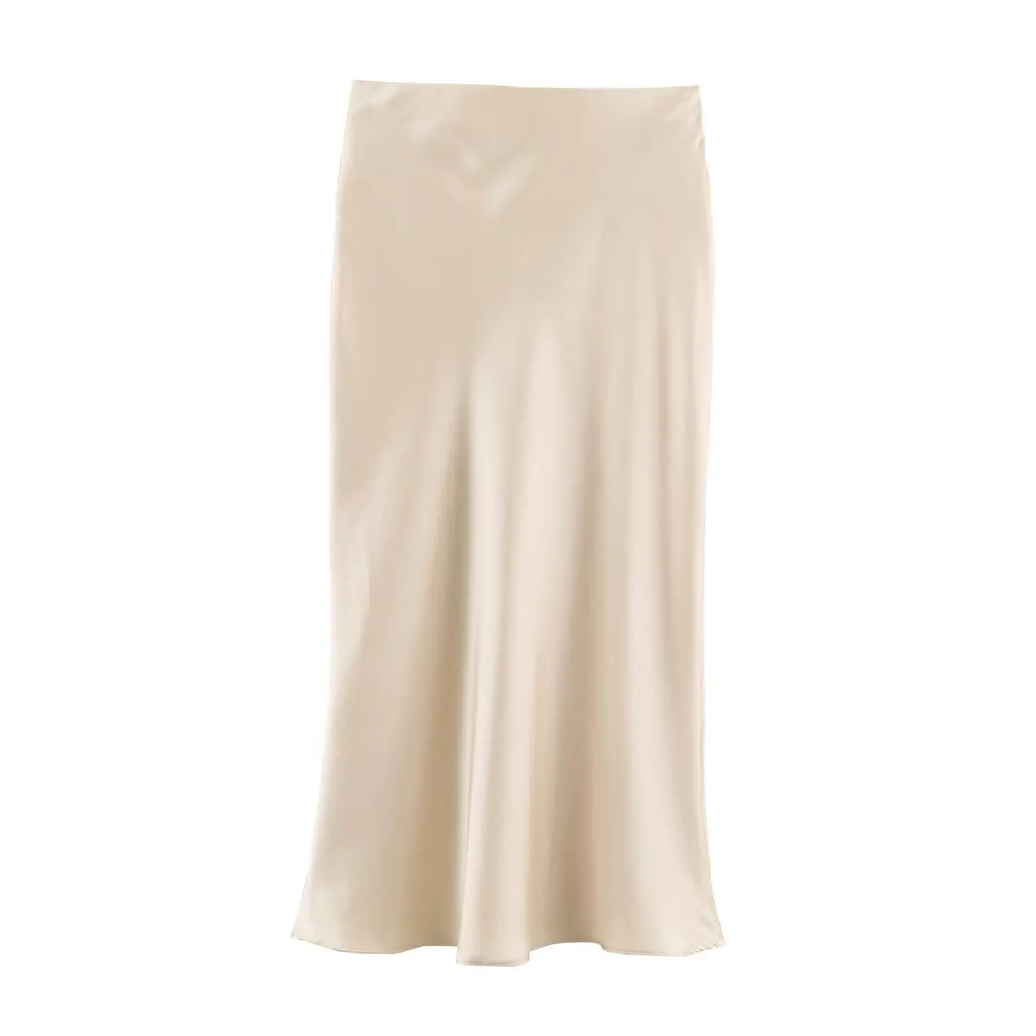 BSAY 2026 Herbst Damen Satin-Textur Midi-Rock mit Taillenband, Knotendekor, Kontrastpaspelierung, Hohe Taille, Fishtail, Eleganter Langer Rock – Detail 3