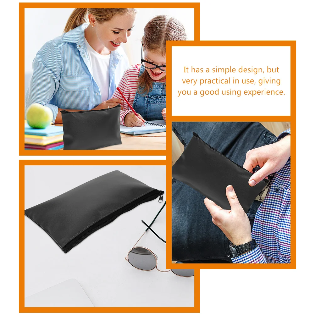 

2pcs Waterproof File Bag Portable Cash Zipper Deposit Folder Large Capacity Document Pouch Office School