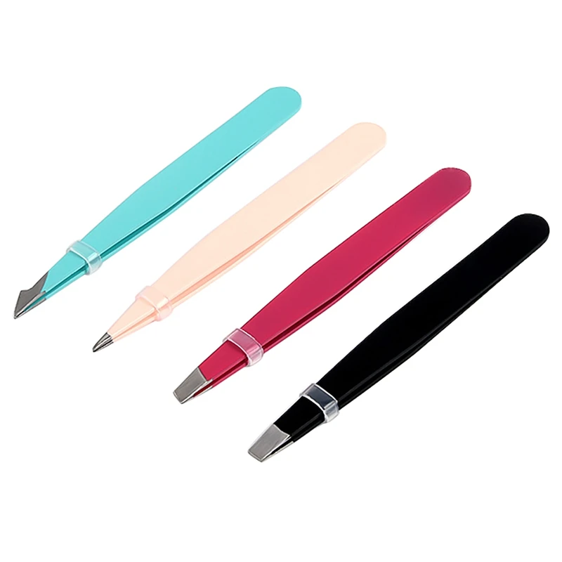 

4 Pcs Colorful Hair Eyebrow Tweezers Stainless Steel Precision Tweezers Fine Hairs Puller Makeup Beauty Tool