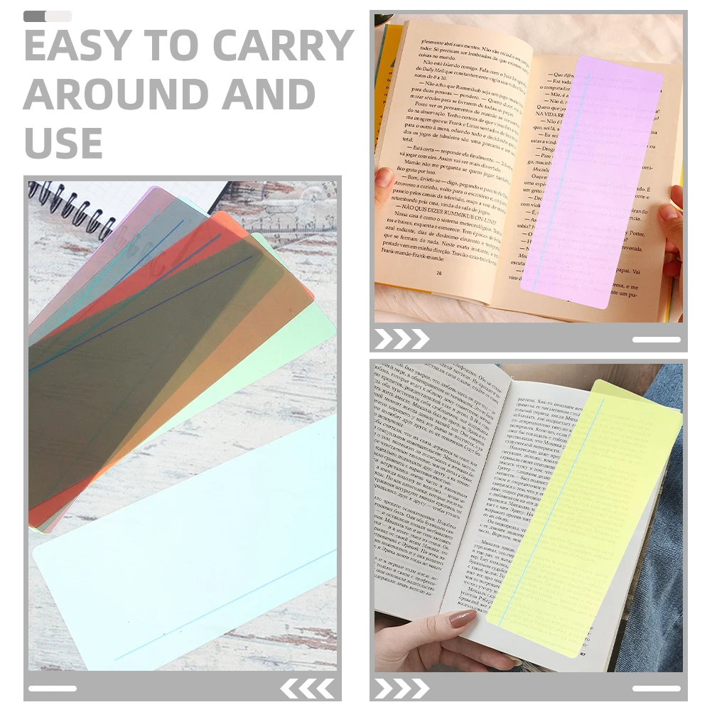 

16pcs Guided Reading Strips Colorful PVC Bookmarks Transparent Highlighter SentenceMarkers 8Colors Large Bookmark Overlay