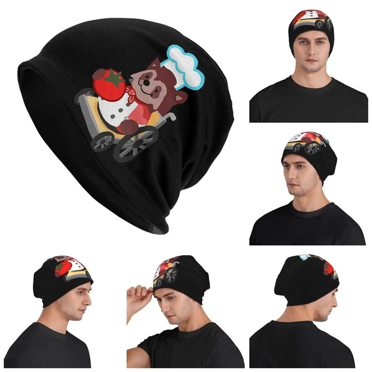 

Cute Overcooked Wheelchair Raccoon Chef Gift Warm Knitted Cap Fashion Bonnet Hat Autumn Winter Outdoor Beanies Hats Adult