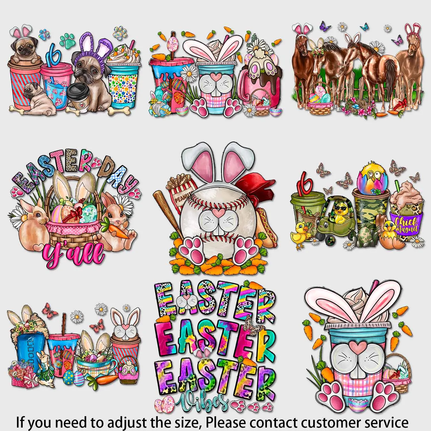 Iron-on Decal  Happy Easter Bunny Patches on Clothes Smooth Colorful Creations  Quick Application, Instant Style DIY Craft