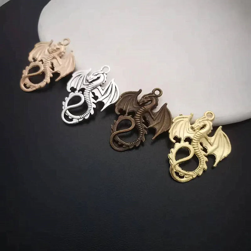 8 pcs/lot 35x27mm 3 Colors Animals Mini Flying Dragon Pendant Charm For Jewelry Pendant Making Wholesale