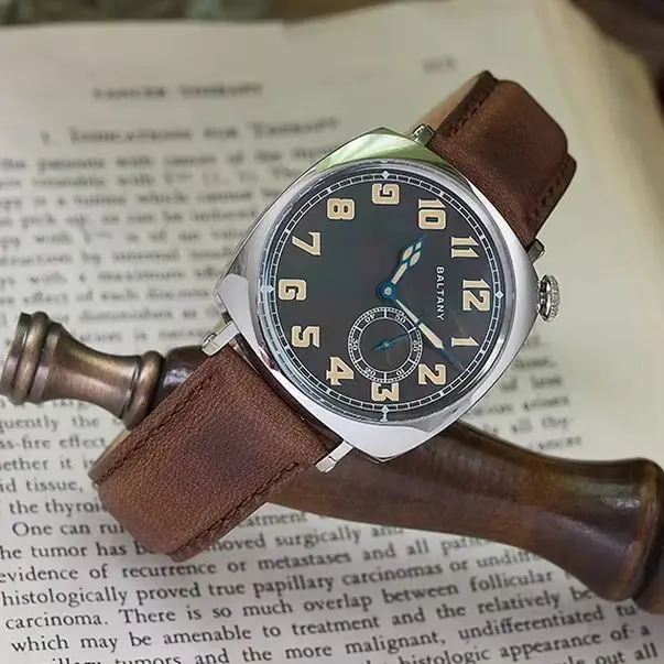 Baltany Men Automatic Watch Pilot 38mm Square Mechaical Wristwatch 50M Waterproof MOP Dial Sapphire Mirror ST1701 ST1700 Mov.