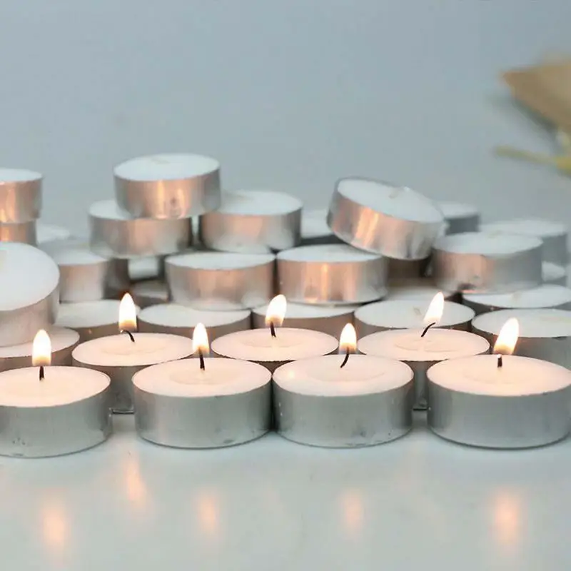 10 Pcs White Tea Light Candles Small Smokeless And Dripless Tealights Candles Set For Home Pool Dinner And Weddings Supplies