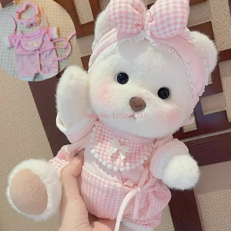 Vêtements d'ours en peluche Kawaii, ours doux, blanc, marron, changement de vêtements confortable, chaud, 30cm