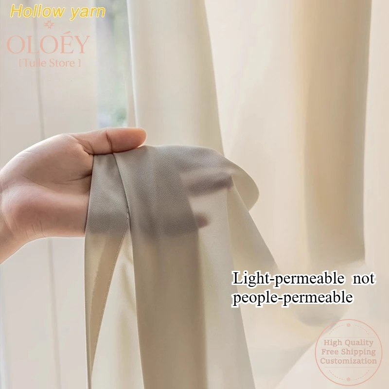 Cat Scratch Resistant Curtains for Bedroom Living Room Tulle Solid Color Light Translucent Not Transparent Heat Insulation Drape