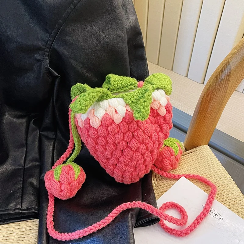 Borsa a tracolla per bambini Borse firmate carine di lana Borsa per fragole Borse a tracolla Borse per madre per bambini per ragazza Cuscinoка Жaki Gesaki Bolsa