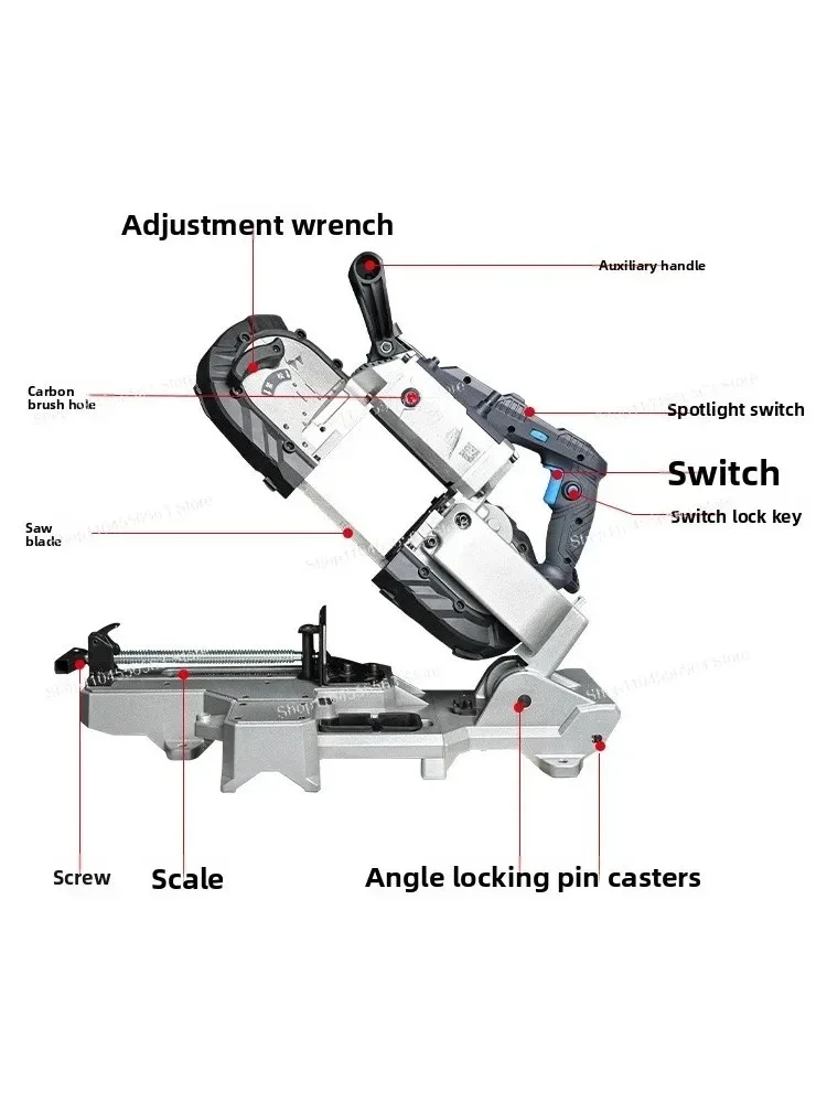 （Popular Items Today）Portable Variable Speed Band Saw, Compact Horizontal Metal Cutter For On-Site Cutting Work