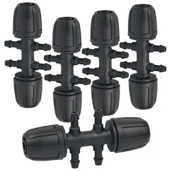 KESLA 5pcs Garden 3/8'' to 1/4'' 6-Way Watering Hose Connectors w/ Lock Drip Irrigation for 8/11 to 4/7mm Tubing Barbed Adaptors