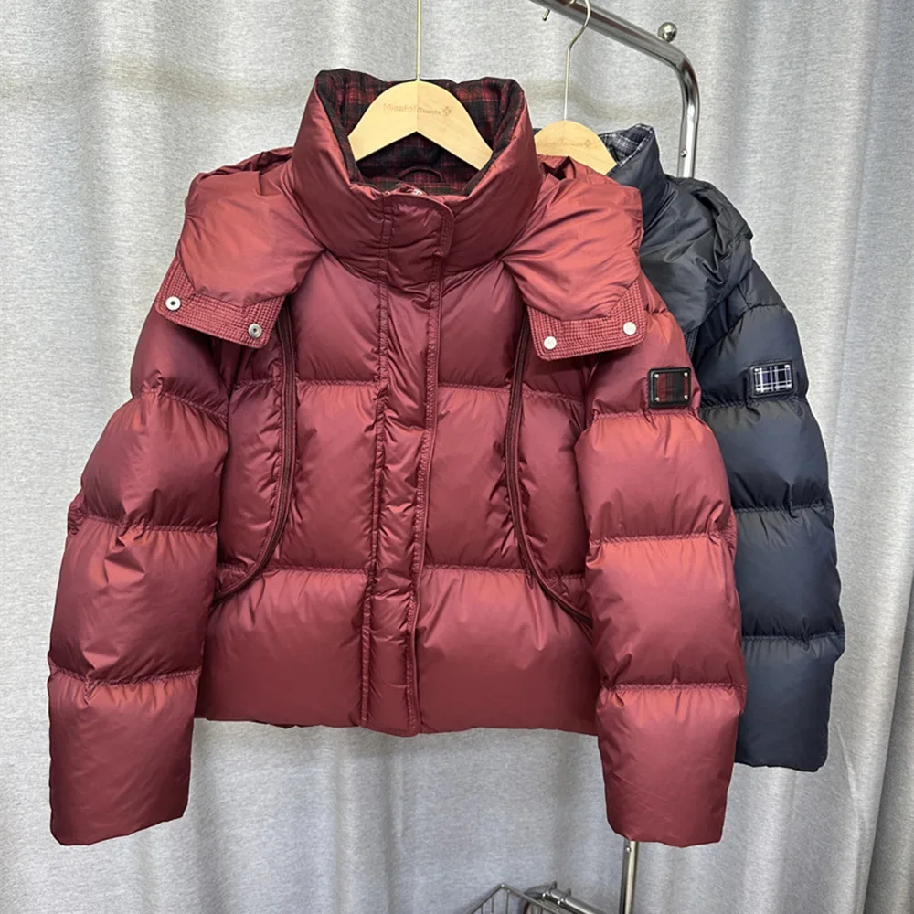 شتاء جديد فضفاض مقنعين المألوف القطن مبطن سترة 90 الأبيض بطة أسفل سترة للنساء معطف منتفخ سميك قصير #1