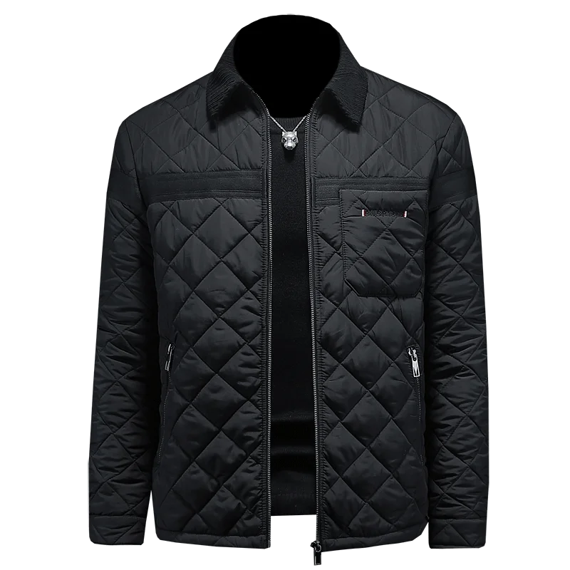 

New Arrival Zipper Rhombus Men's Parkas Luxury Long Sleeve Solid Color Autumn Winter Casual Male Jackets Man Overcoats 5XL