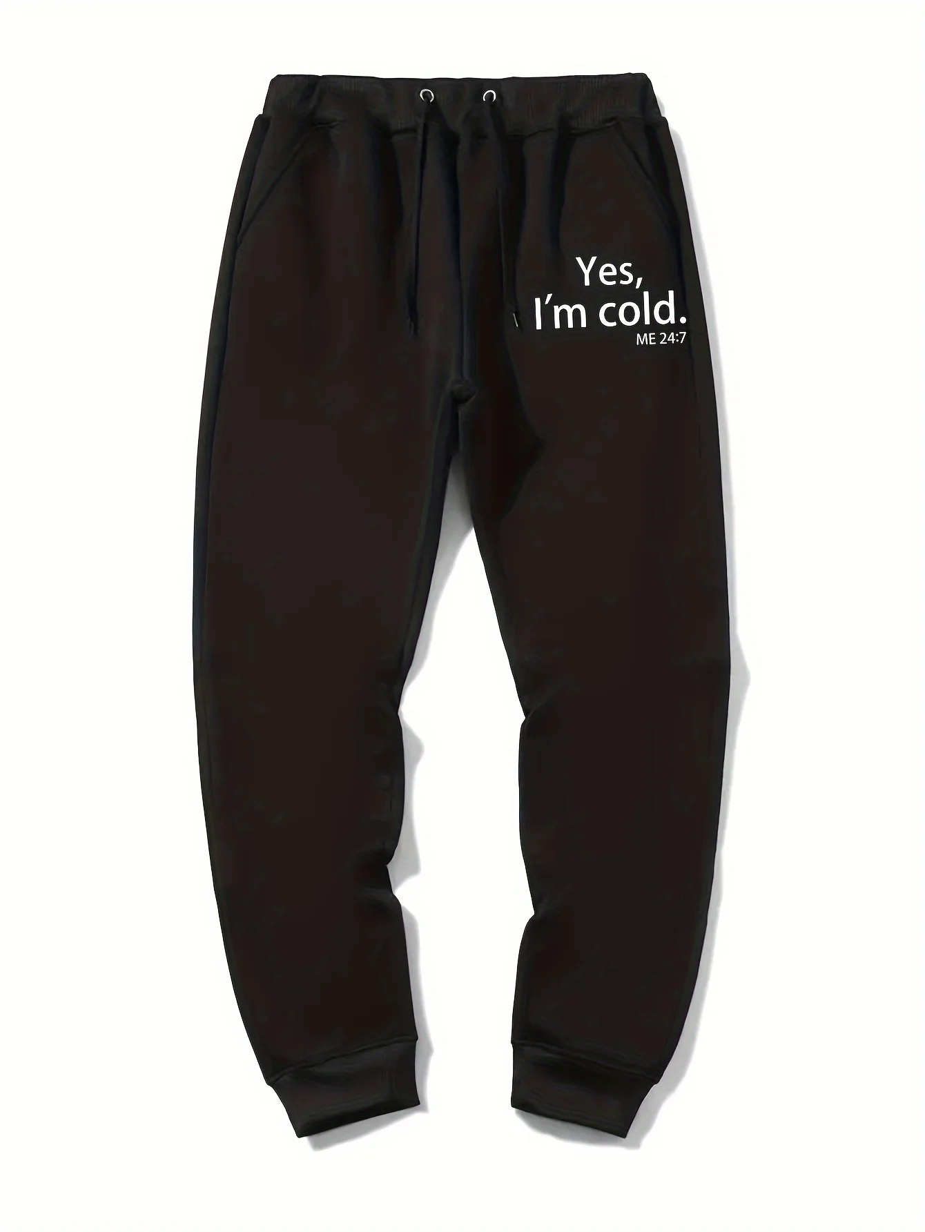 Funny relatable quote‑text graphic soft casual comfy dual‑leg sweatpants men hip hop sports daily jogger trousers