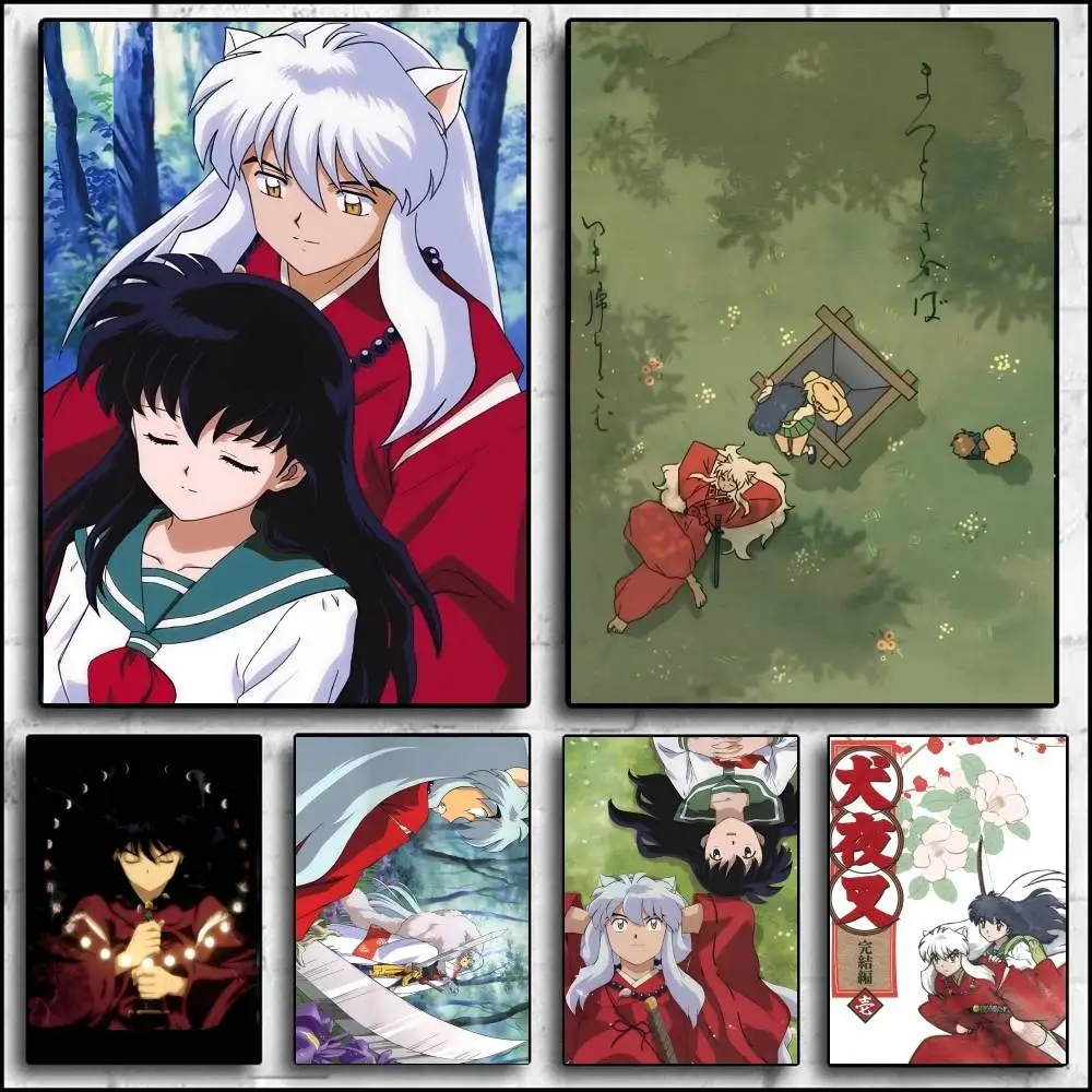 1pc Anime Inuyasha Poster Wall Art Printing Waterproof Home Living Bed Room Bar Aesthetic Decor