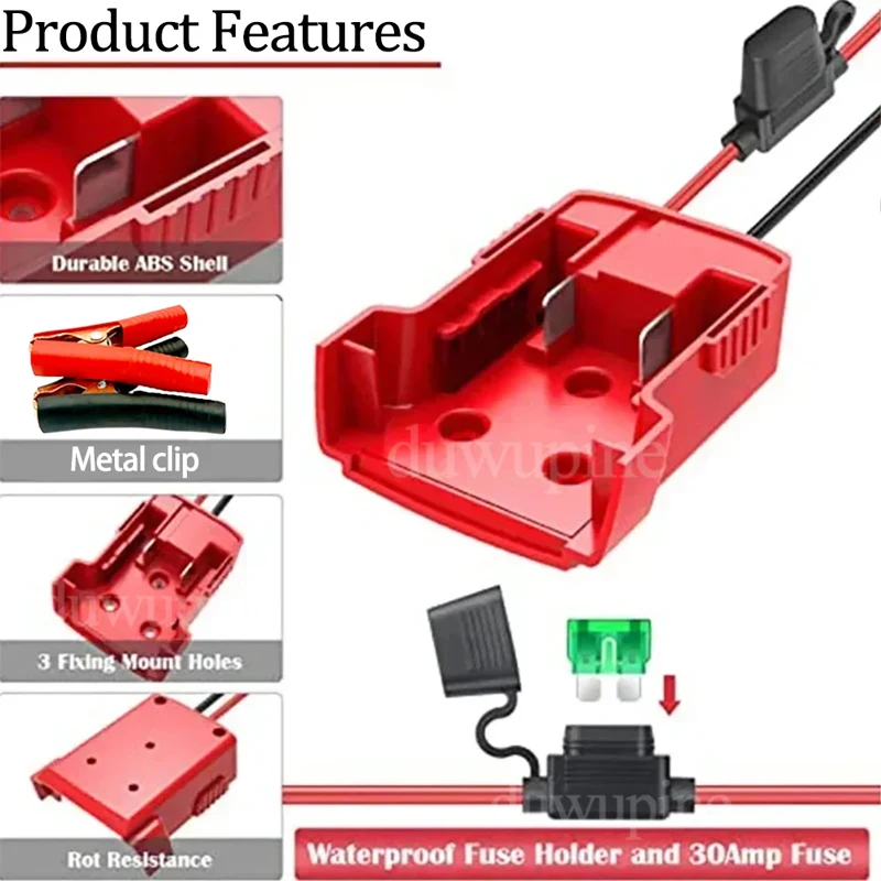 Pièces d'outils pour M18, 2 pièces, adaptateur de roue électrique pour boîtier de batterie au Lithium Milwaukee, convertisseur de cellules Li-ion 18V, Kit de fil 12 AWG