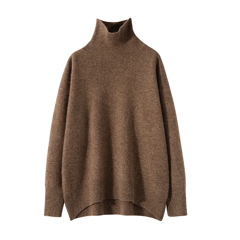 Hot Sale 2024 Autumn Winter 100% Cashmere Sweater Women\'s Turtleneck Soft Warm Pullover Female Loose Large Size Knitted Jumper