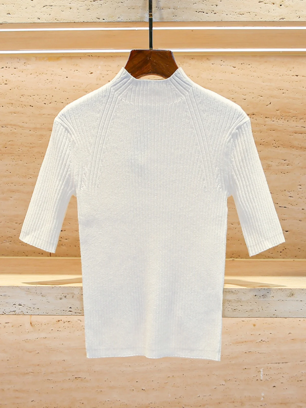 M Home Southern Oil High End European Sle Women's Spring Casual Versatile Slim Fit Stand Collar Knitted Sweater Top