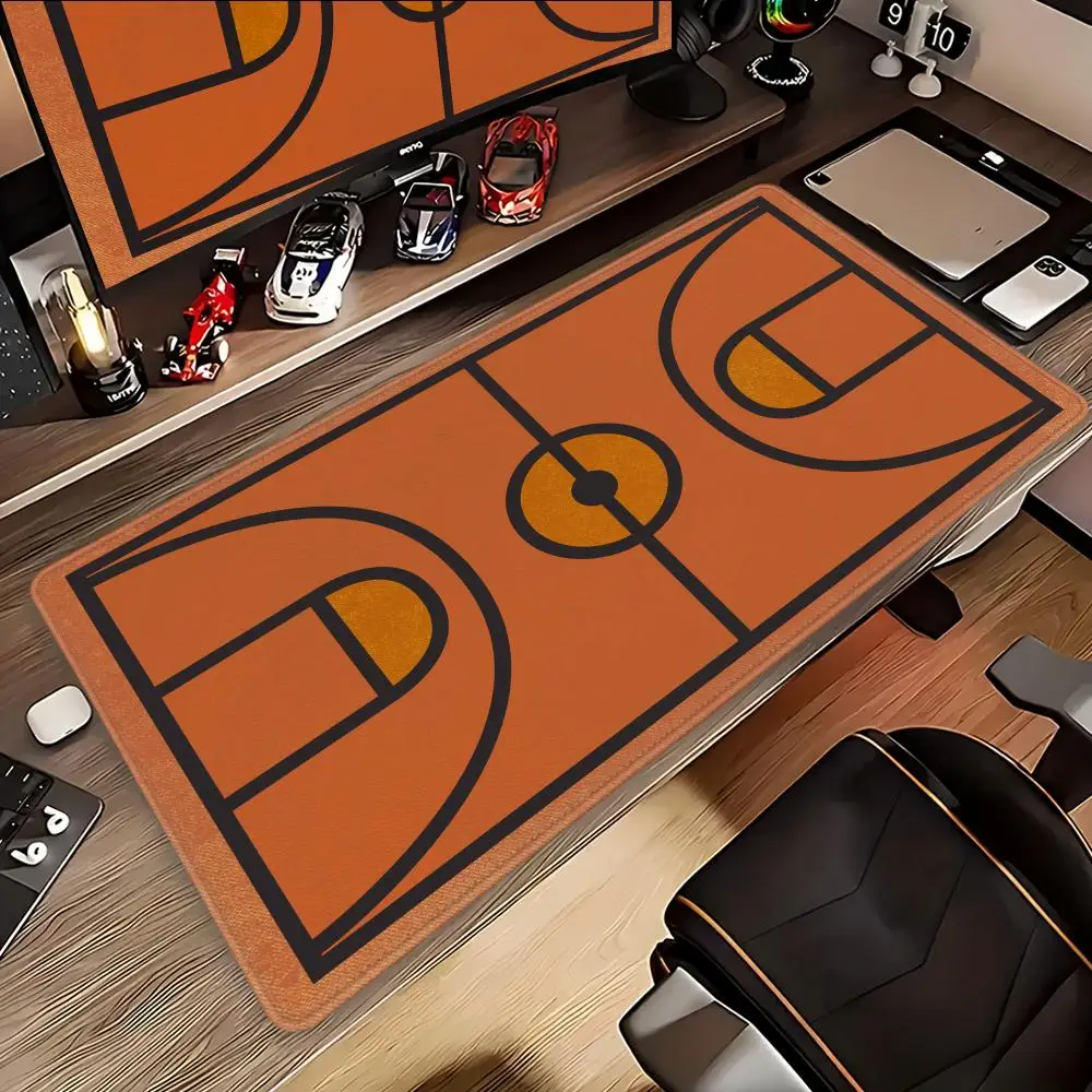 Basketball Court Mouse Pad Desk Accessories Extra Large Deskpad for Desk Non-Slip Rubber Base Computer Mousepad Stitched HYBXAXC